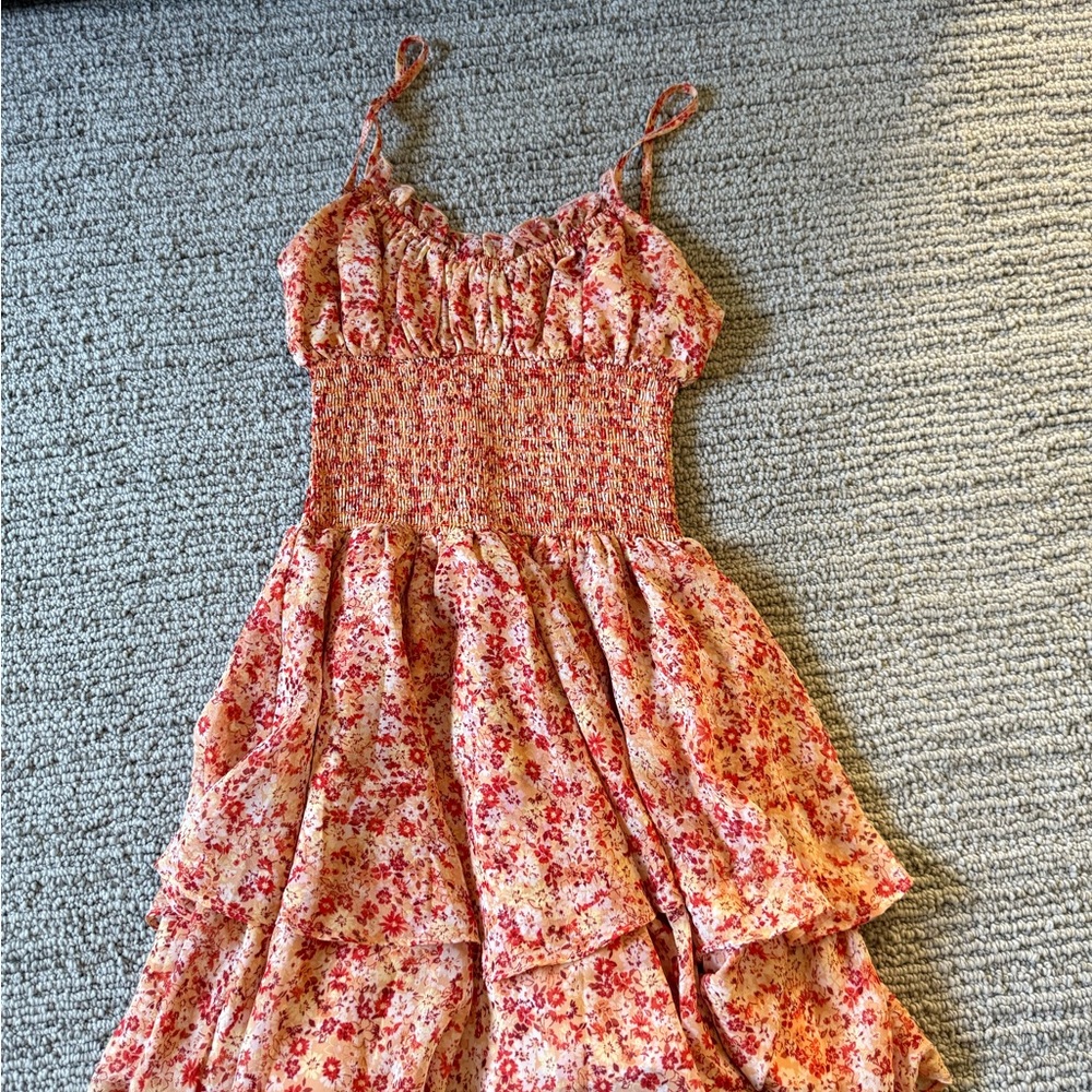 Floral Mini Dress in Red and Pink - Picture 2 of 3